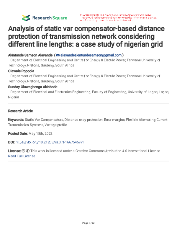 (PDF) Analysis of static var compensator-based distance protection of ...