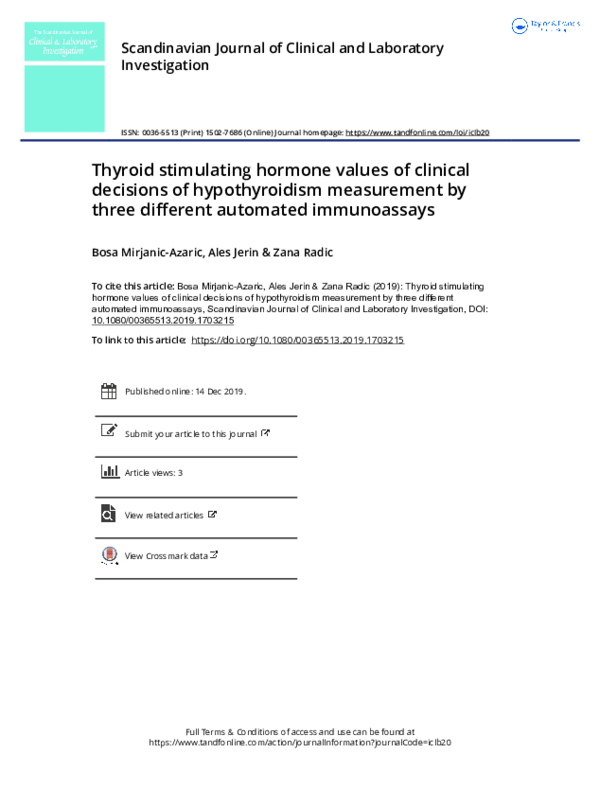 (PDF) Thyroid stimulating hormone values of clinical decisions of ...