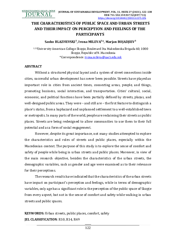 (PDF) The Characteristics of Public Space and Urban Streets and Their ...