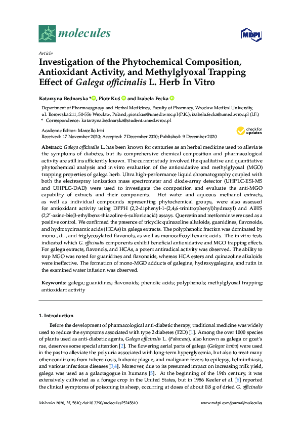 (PDF) Investigation of the phytochemical composition and antioxidant ...