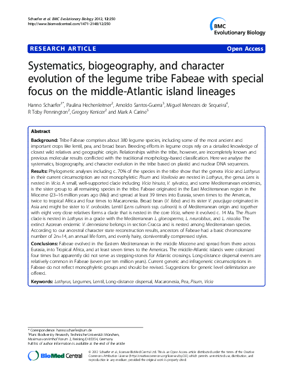 (PDF) Systematics, biogeography, and character evolution of the legume ...