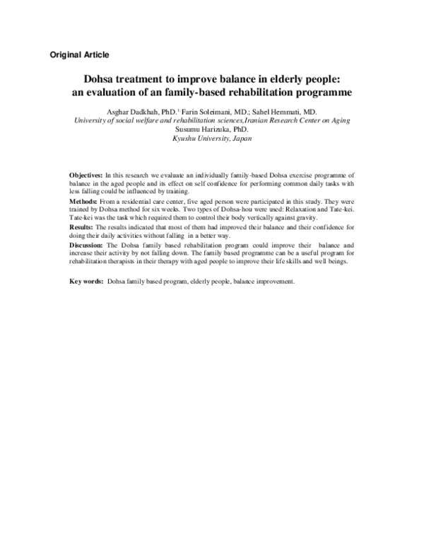 (PDF) Dohsa Treatment to Improve Balance in Elderly People: An ...