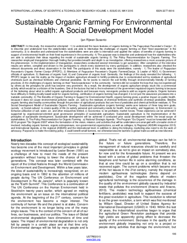 (PDF) Sustainable Organic Farming For Environmental Health: A Social ...