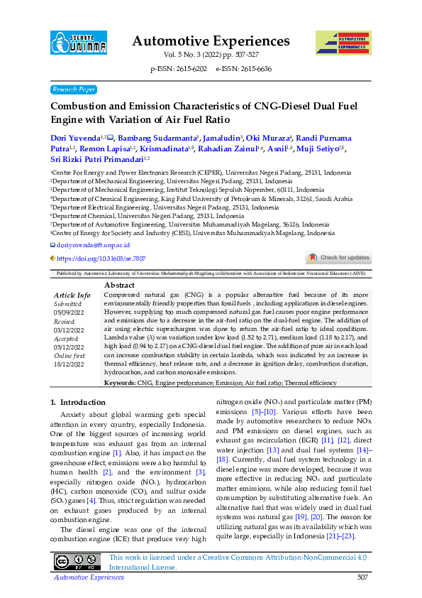 (PDF) Combustion and Emission Characteristics of CNG-Diesel Dual Fuel ...