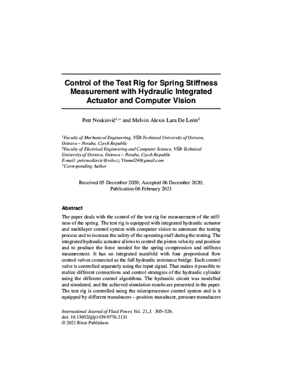 (PDF) Control of the Test Rig for Spring Stiffness Measurement with ...