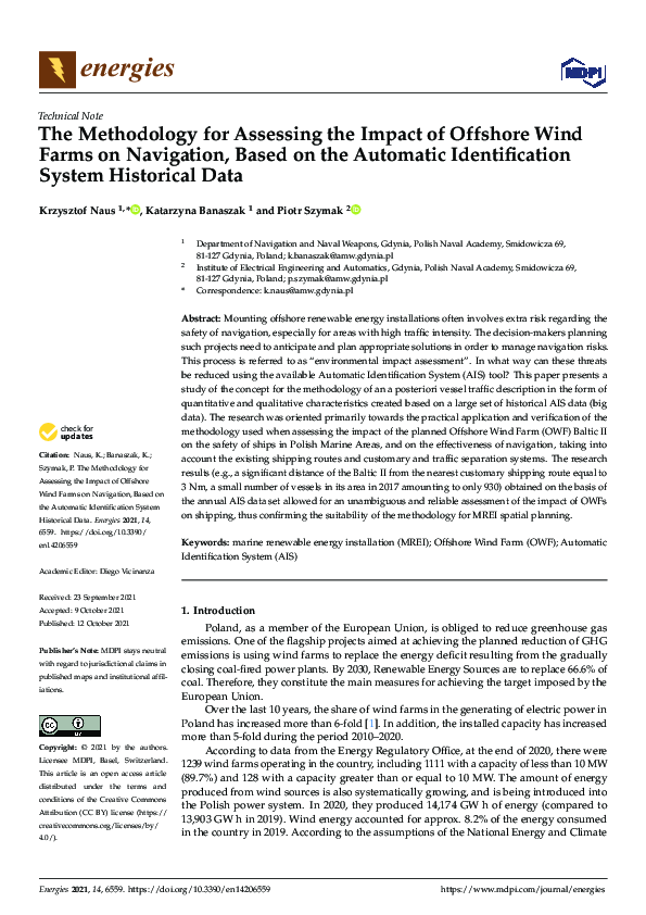 (PDF) The Methodology for Assessing the Impact of Offshore Wind Farms ...