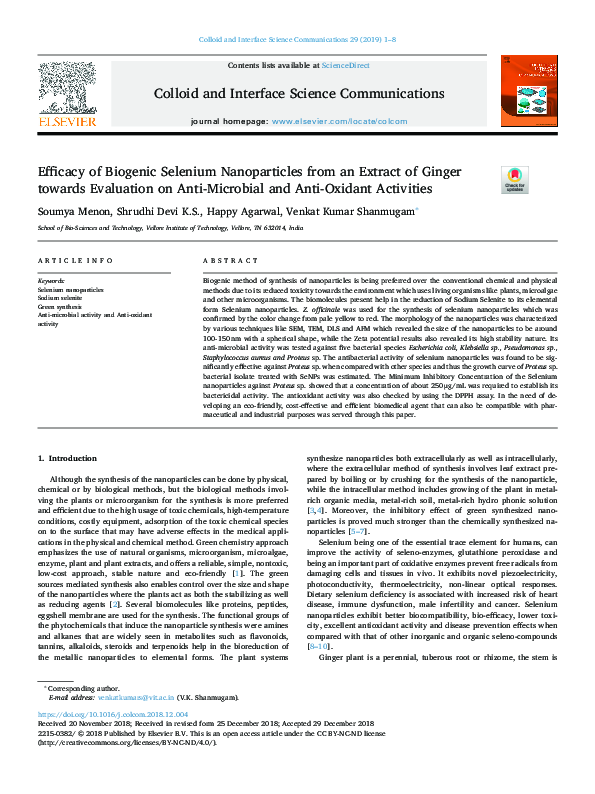 (PDF) Efficacy of Biogenic Selenium Nanoparticles from an Extract of ...