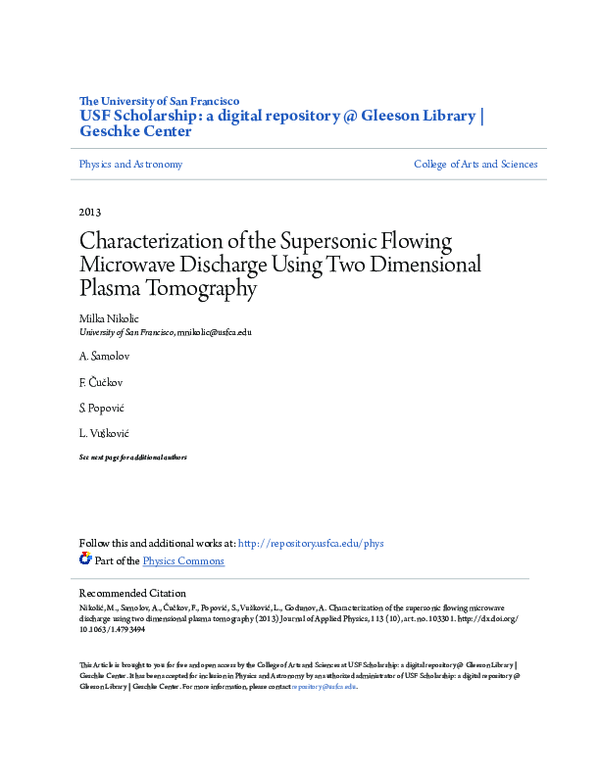 (PDF) Characterization of the supersonic flowing microwave discharge ...