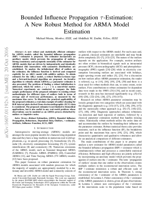 (PDF) Bounded Influence Propagation $\tau$ -Estimation: A New Robust ...