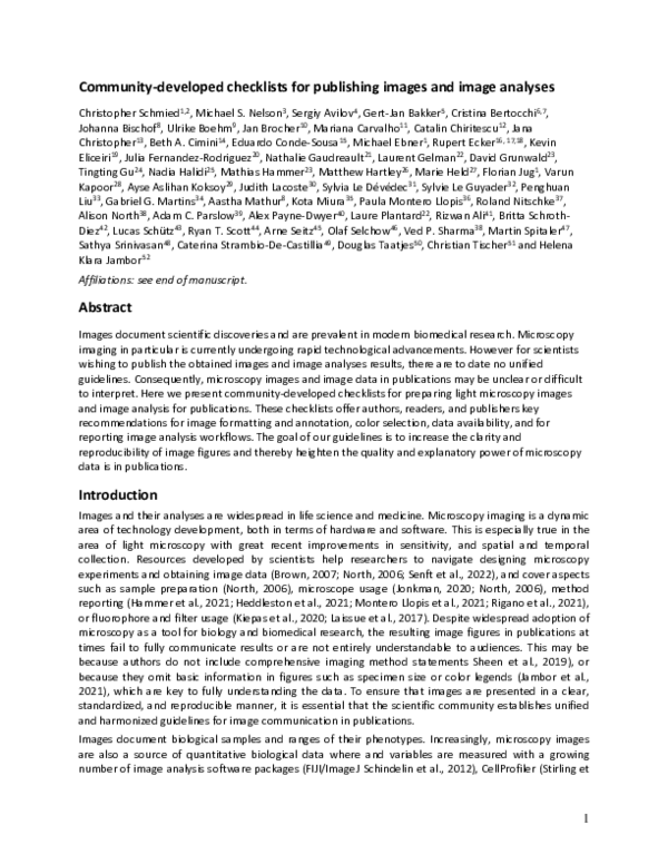 (PDF) Community-developed checklists for publishing images and image ...