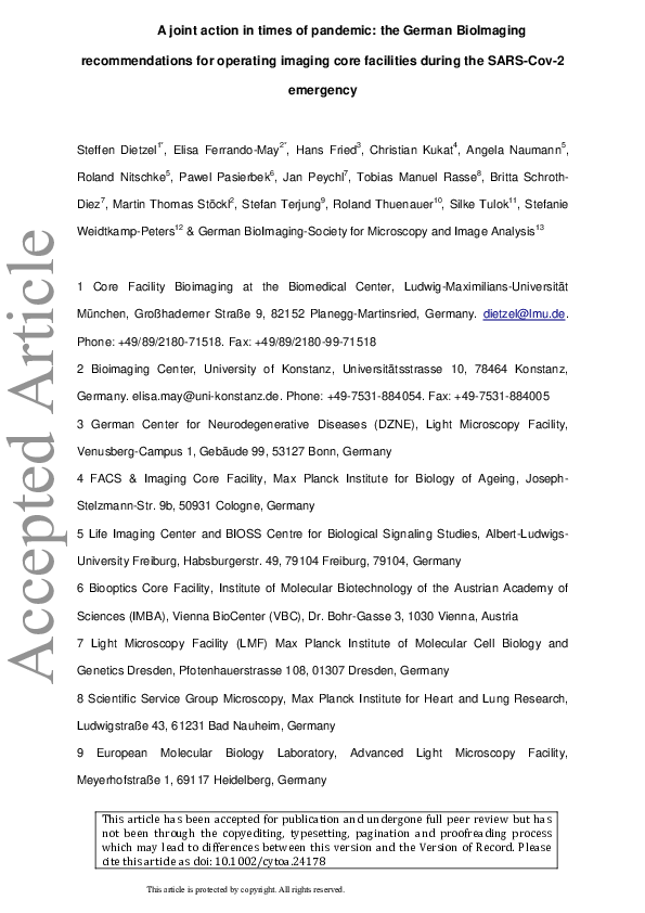 (PDF) A Joint Action in Times of Pandemic: The German BioImaging ...