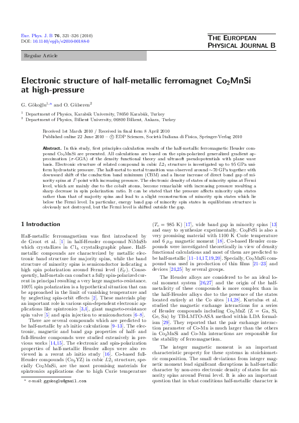 (PDF) Electronic structure of half-metallic ferromagnets and spinel ...