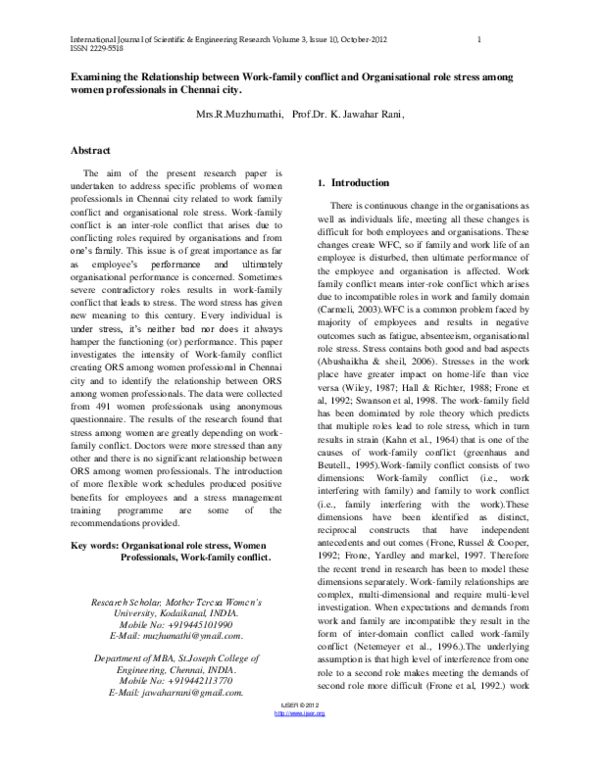 (PDF) Examining the Relationship between Work-family conflict and ...