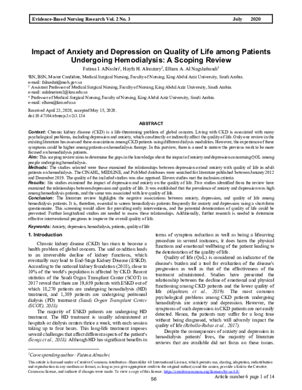 (PDF) Impact of Anxiety and Depression on Quality of Life among ...