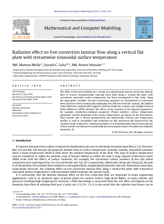(PDF) Radiation effect on free convection laminar flow along a vertical ...