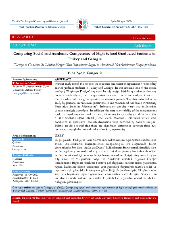 (PDF) Comparing Social and Academic Competence of High School Graduated ...