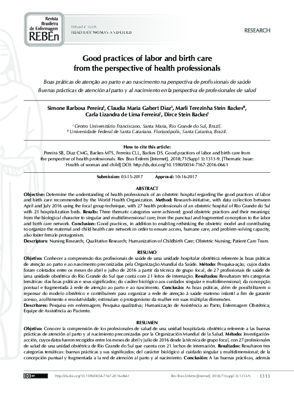 (PDF) Good practices of labor and birth care from the perspective of ...