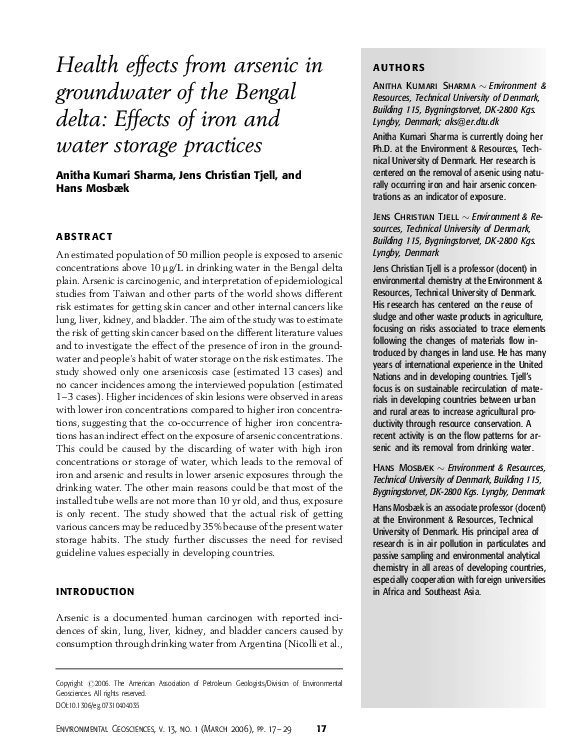 (PDF) Health effects from arsenic in groundwater of the Bengal delta ...