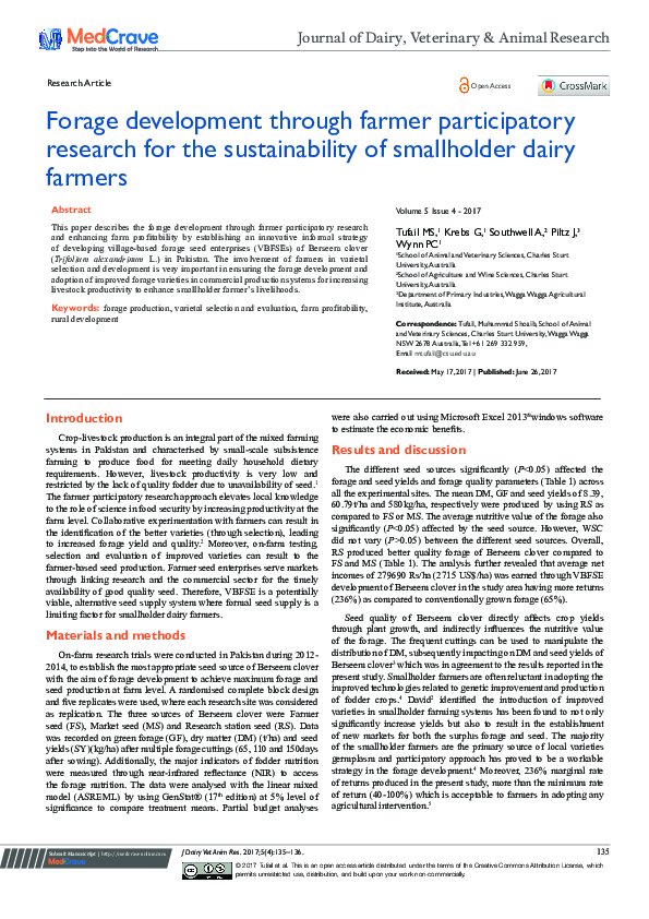 (PDF) Forage Development through Farmer Participatory Research for the ...