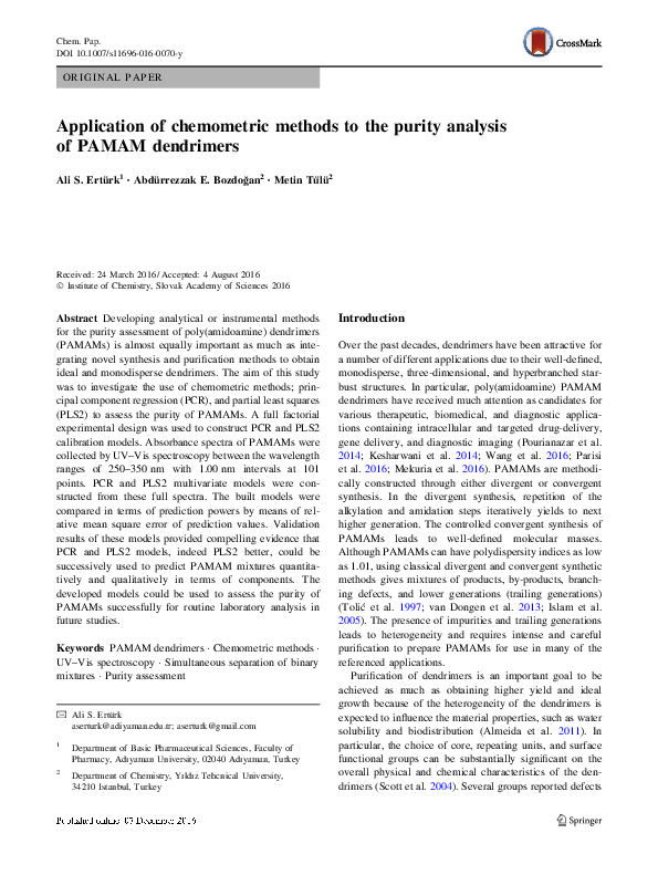 (PDF) Application of chemometric methods to the purity analysis of ...