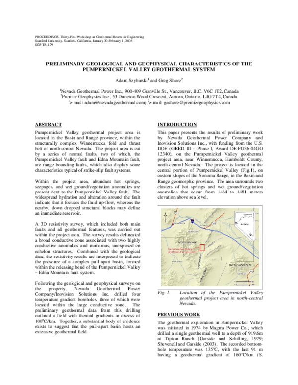 (PDF) Preliminary Geological and Geophysical Characteristics of the