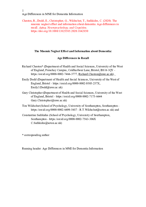 (DOC) The mnemic neglect effect and information about dementia: age ...