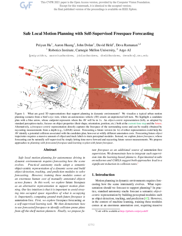 (PDF) Safe Local Motion Planning with Self-Supervised Freespace Forecasting