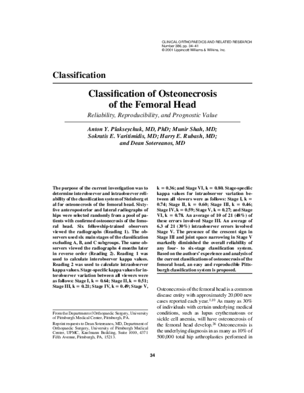 (PDF) Classification of Osteonecrosis of the Femoral Head
