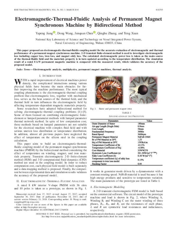 (PDF) Electromagnetic-Thermal-Fluidic Analysis of Permanent Magnet ...