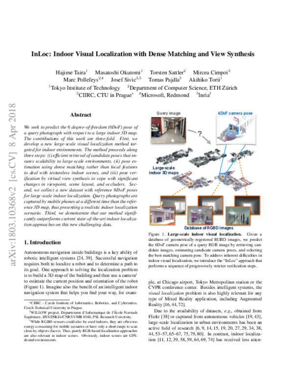 (PDF) InLoc: Indoor Visual Localization with Dense Matching and View ...