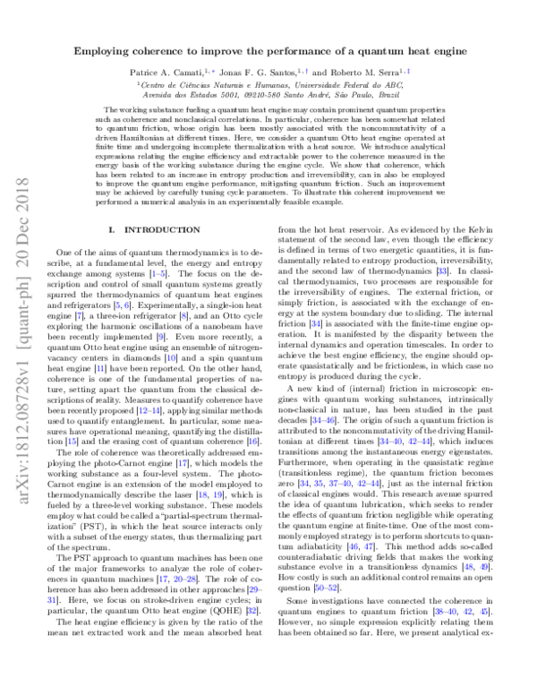 (PDF) Employing coherence to improve the performance of a quantum heat ...
