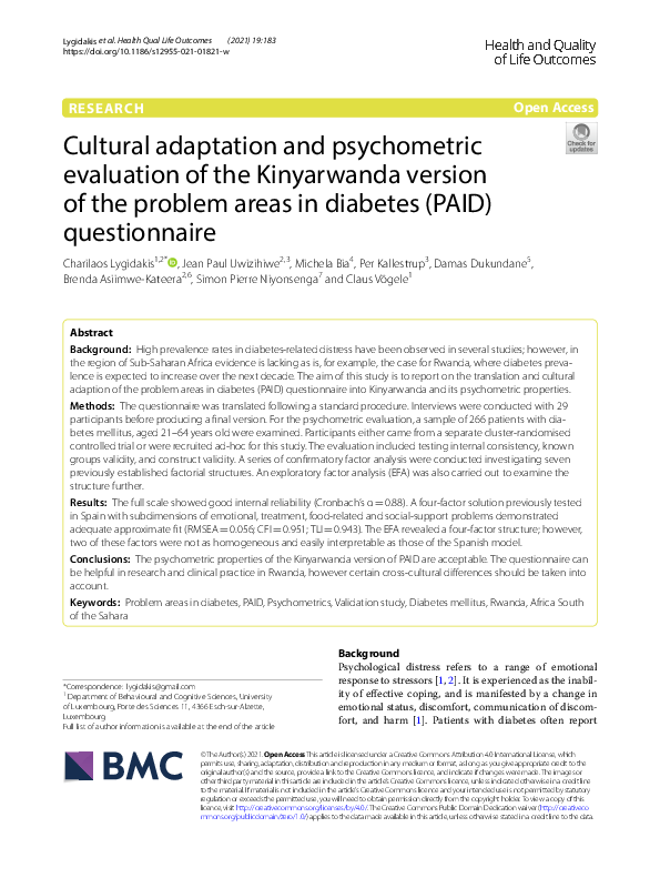 (PDF) Cultural adaptation and psychometric evaluation of the ...