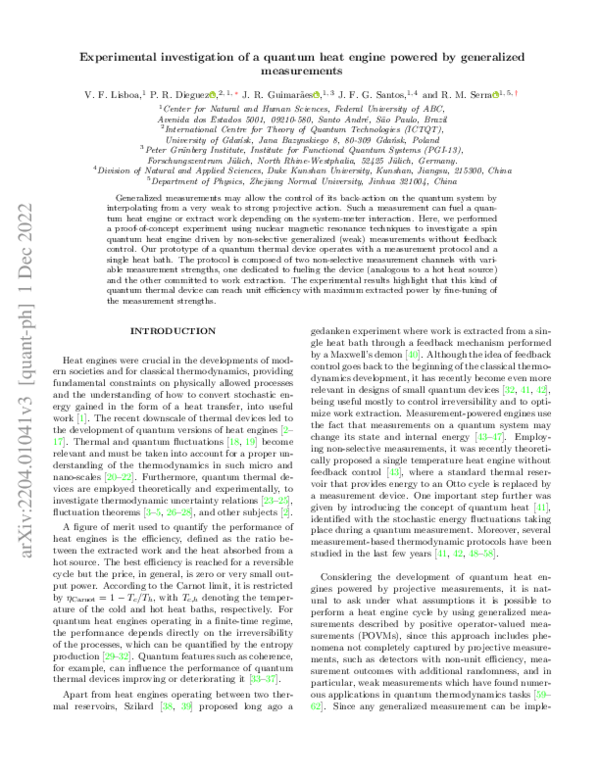 (PDF) Experimental investigation of a quantum heat engine powered by ...