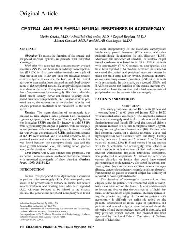 (PDF) Central and Peripheral Neural Responses in Acromegaly