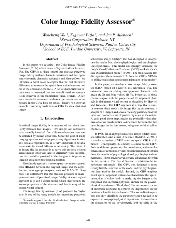 (PDF) Color image fidelity assessor
