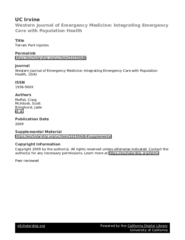 (PDF) Terrain park injuries