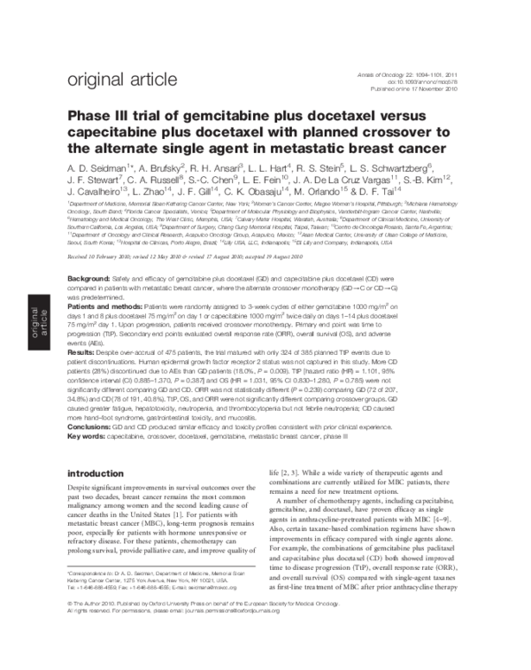 (PDF) Phase III trial of gemcitabine plus docetaxel versus capecitabine ...