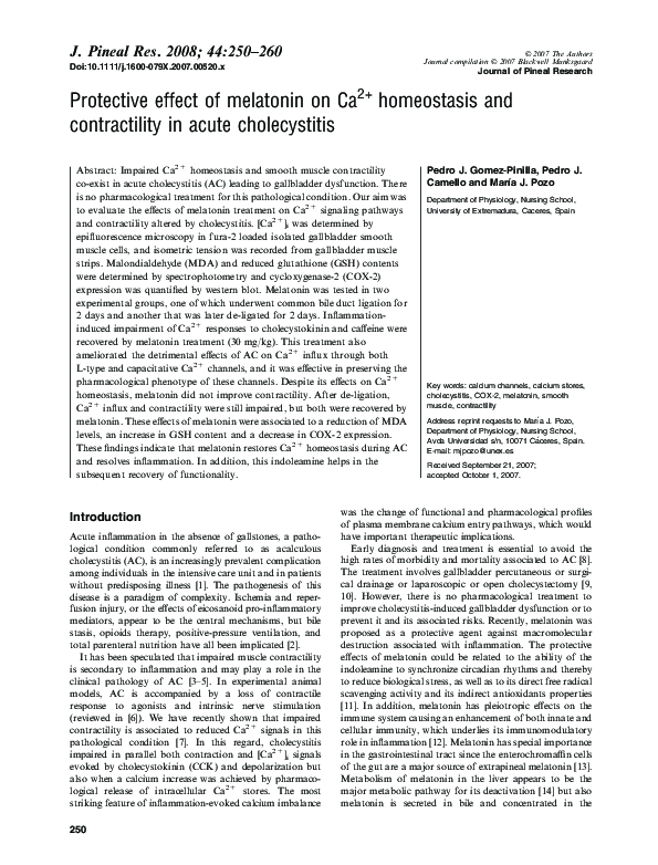 (PDF) Protective effect of melatonin on Ca2+ homeostasis and ...