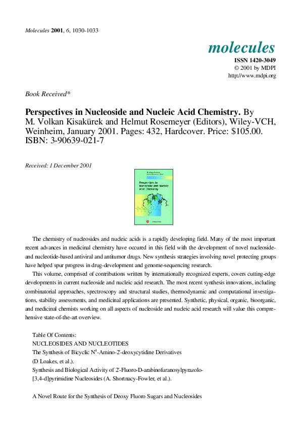 (PDF) Perspectives in Nucleoside and Nucleic Acid Chemistry