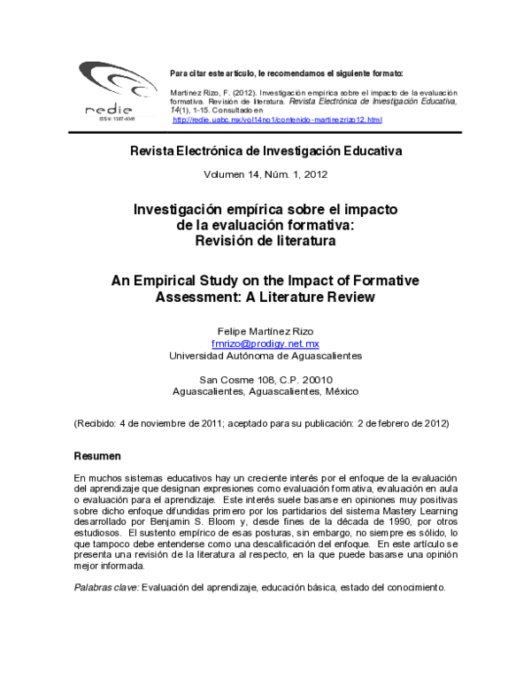 (PDF) An Empirical Study on the Impact of Formative Assessment: A ...