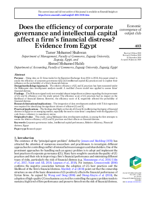 (PDF) Does the efficiency of corporate governance and intellectual ...