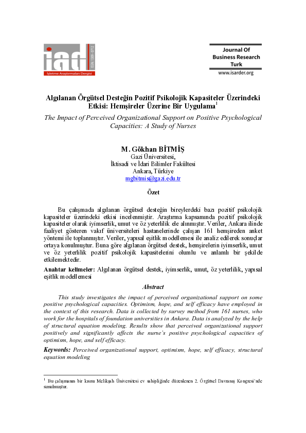 (PDF) The impact of perceived organizational support on work–family ...