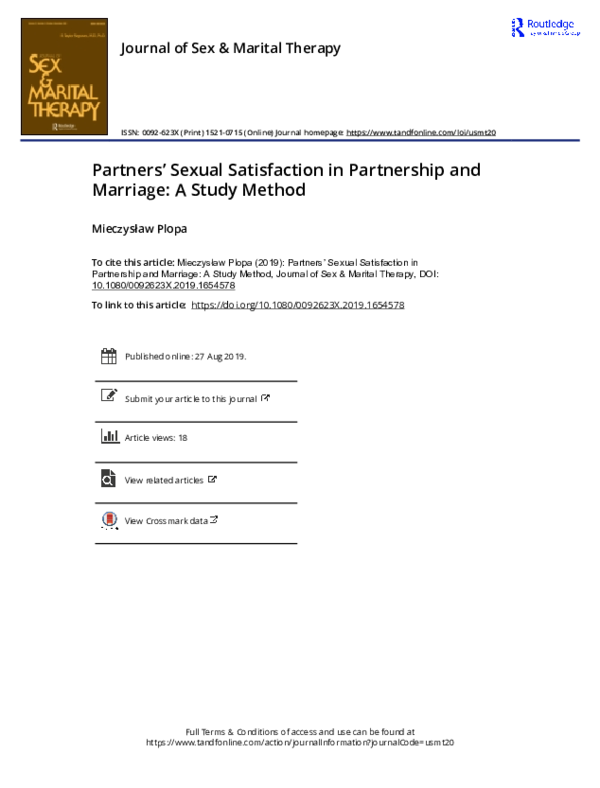 (PDF) Partners’ Sexual Satisfaction in Partnership and Marriage: A ...