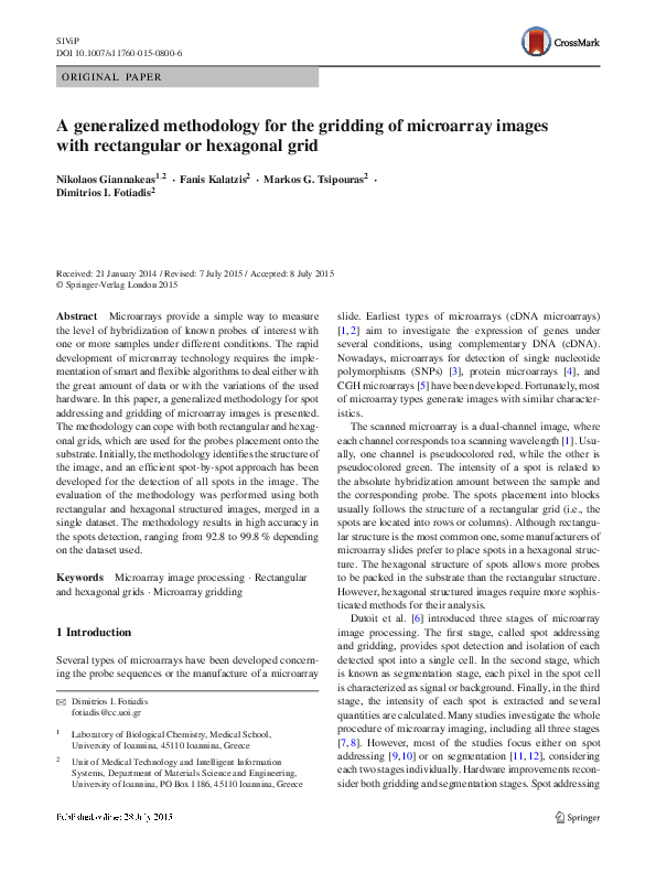 (PDF) A generalized methodology for the gridding of microarray images ...
