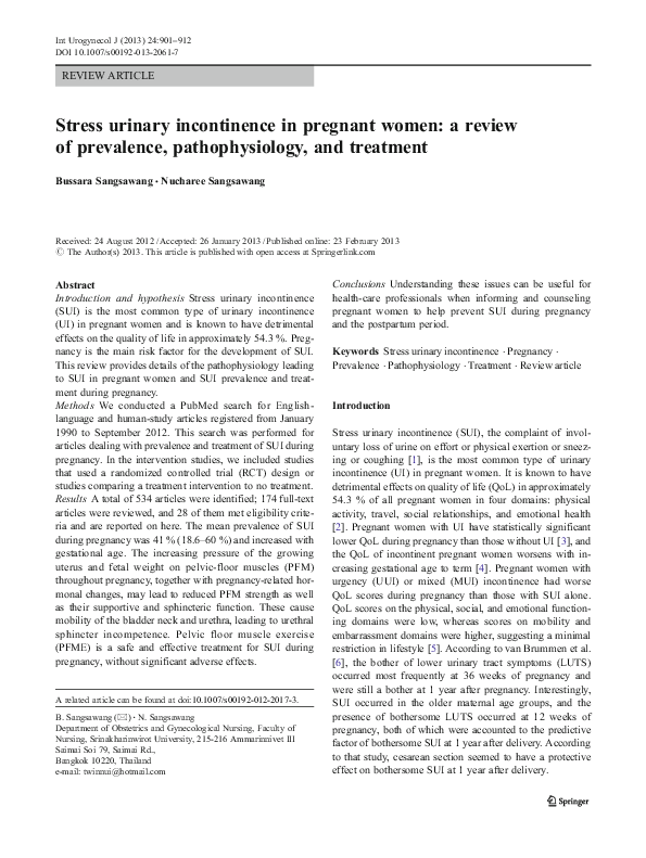 (PDF) Stress urinary incontinence in pregnant women: a review of ...