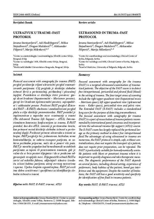  pdf ultrasound in trauma fast protocol