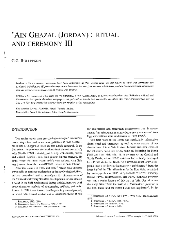 (PDF) Excerpt from G.O. Rollefson: Neolithic ‘Ain Ghazal (Jordan ...