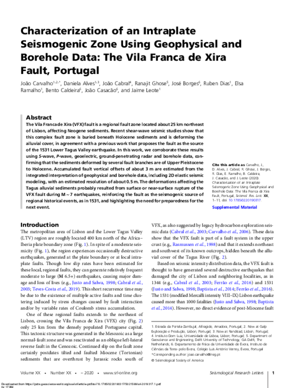 (PDF) Characterization of an Intraplate Seismogenic Zone Using ...
