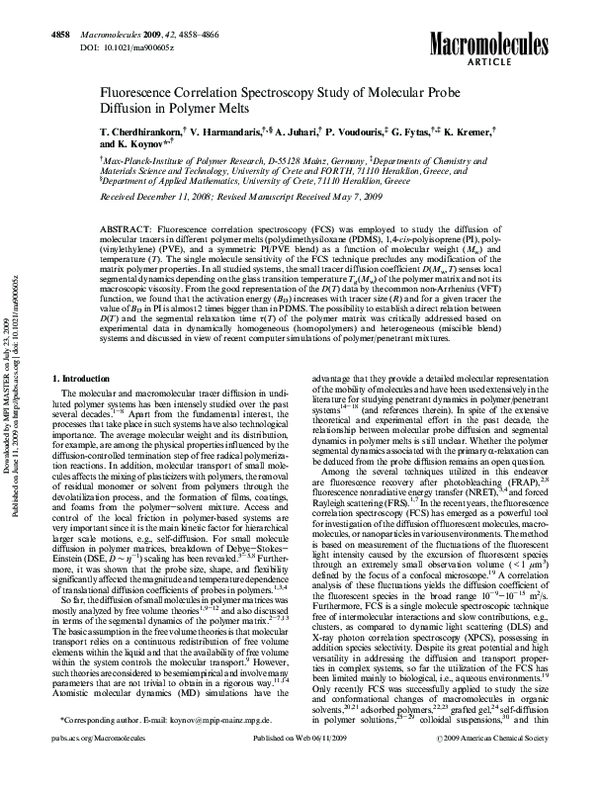 (PDF) Fluorescence Correlation Spectroscopy Study of Molecular Probe ...