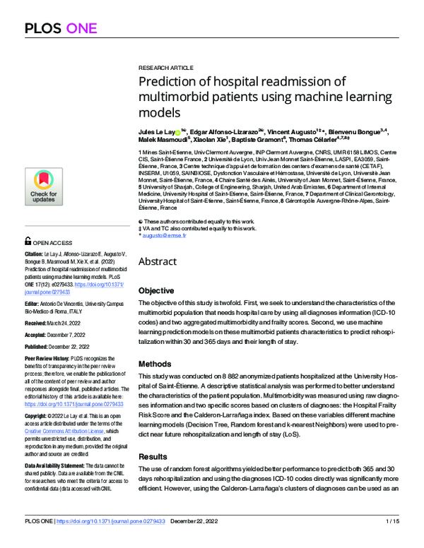 (PDF) Prediction of hospital readmission of multimorbid patients using ...